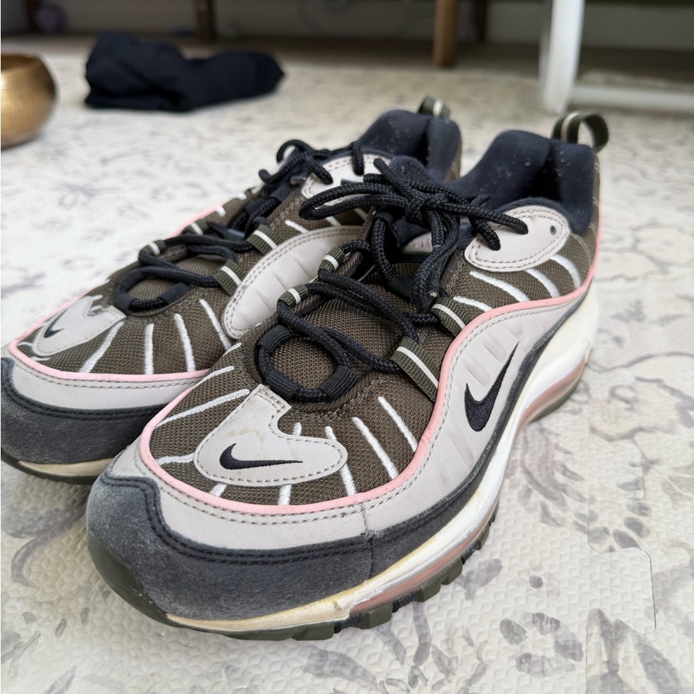 Nike Air Max Sneakers in Black, Pink, and Olive